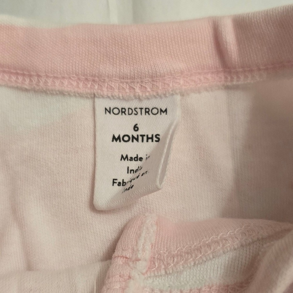 Nordstrom Baby Pink Swan Print Footed Sleeper Snap Up Romper 6 Months - Picture 4 of 8